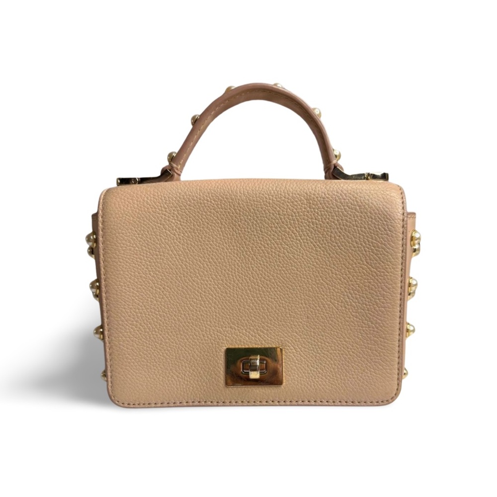 Kate Spade Pearl Embellished Leather Top Handle Satchel Nude Mini Crossbody